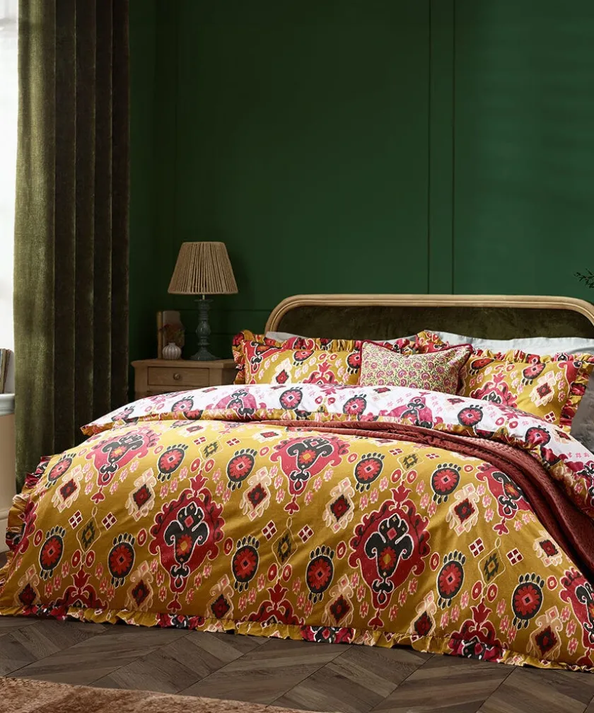 Joe Browns Aztec Cotton Slub Reversible Frill Duvet Set- Bedding