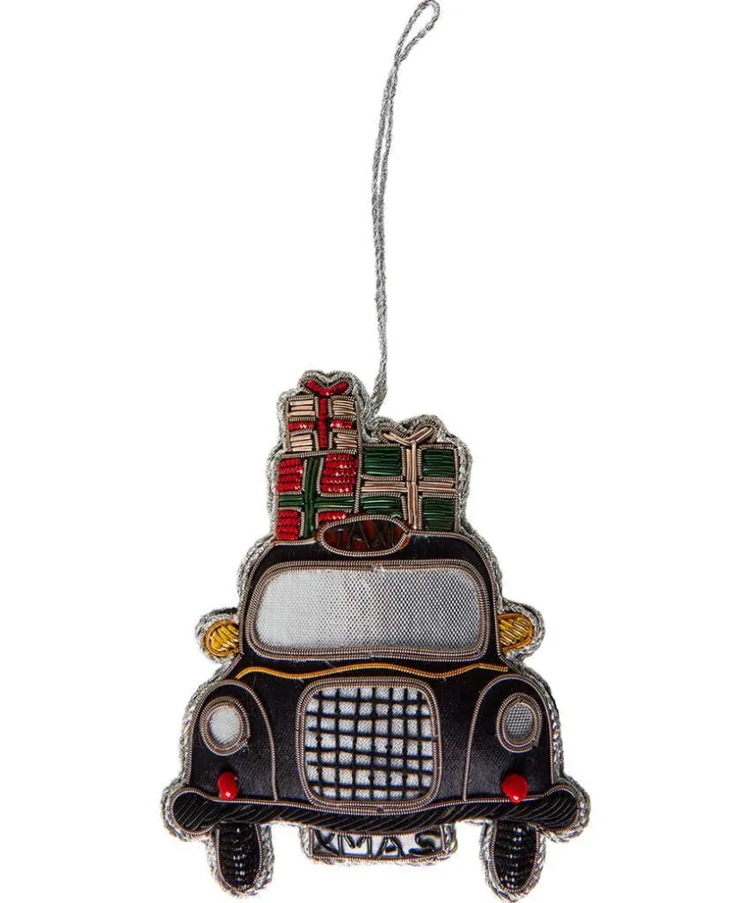 Joe Browns Beautifully Embroidered Taxi Christmas Ornament- Home Accessories|Christmas Homeware