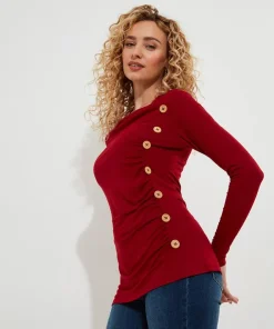 Joe Browns Betsey Button Detail Jersey Top-Women Tops, Tunics & Blouses