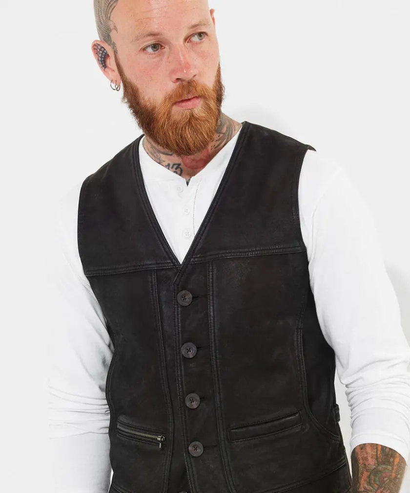 Joe Browns Leather Waistcoat- Waistcoats|Leather Jackets