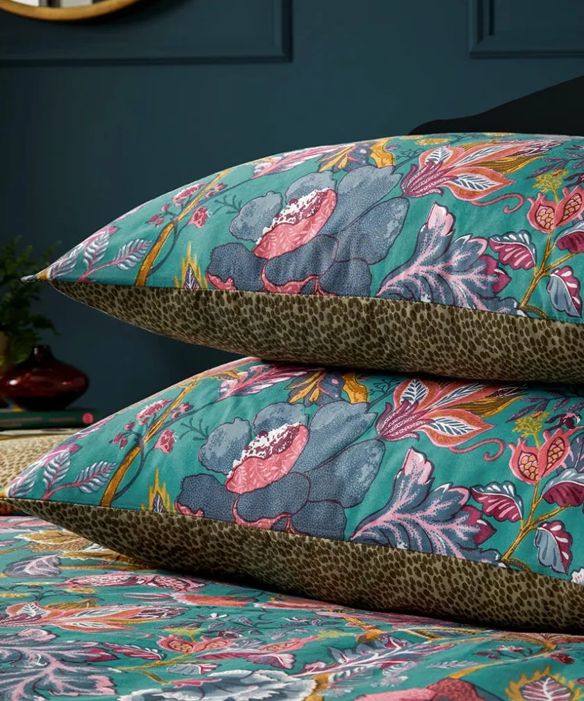 Joe Browns Savanna Leopard Florals Cotton Slub Reversible Duvet Set- Floral Décor|Nature Décor