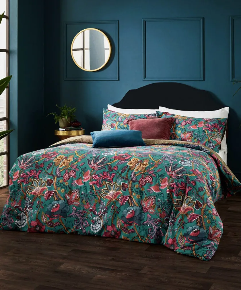 Joe Browns Savanna Leopard Florals Cotton Slub Reversible Duvet Set- Floral Décor|Nature Décor