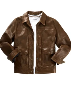 Joe Browns Trucker Leather Jacket- Leather Jackets|Coats & Jackets