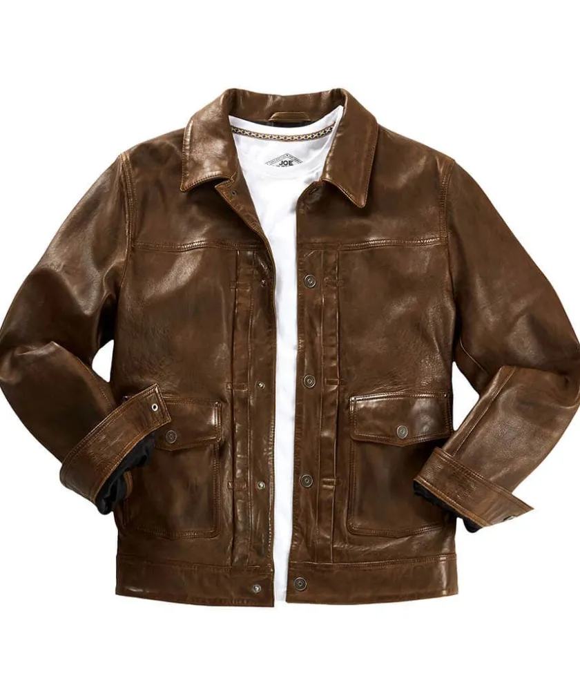 Joe Browns Trucker Leather Jacket- Leather Jackets|Coats & Jackets