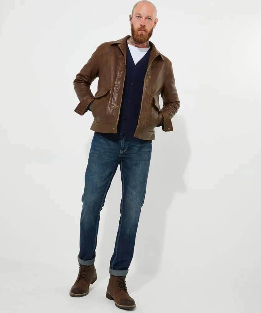 Joe Browns Trucker Leather Jacket- Leather Jackets|Coats & Jackets