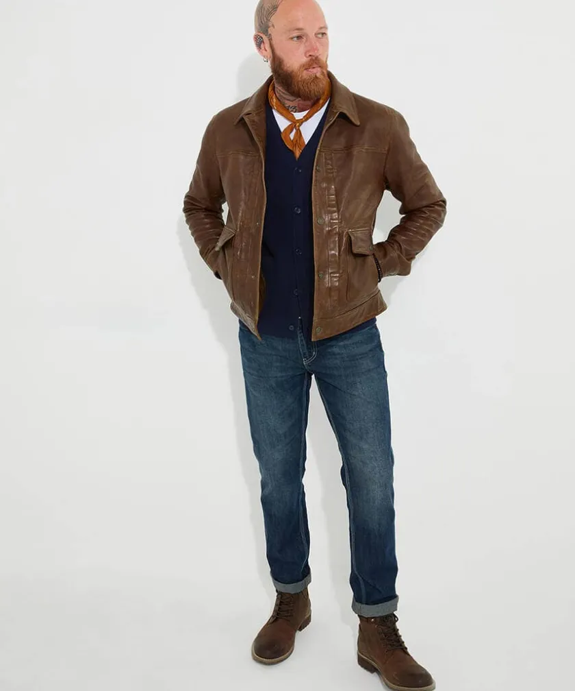 Joe Browns Trucker Leather Jacket- Leather Jackets|Coats & Jackets