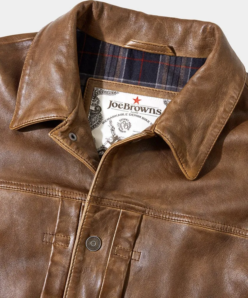 Joe Browns Trucker Leather Jacket- Leather Jackets|Coats & Jackets