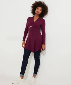 Joe Browns Button Detail Jersey Tunic Top-Women Tops, Tunics & Blouses