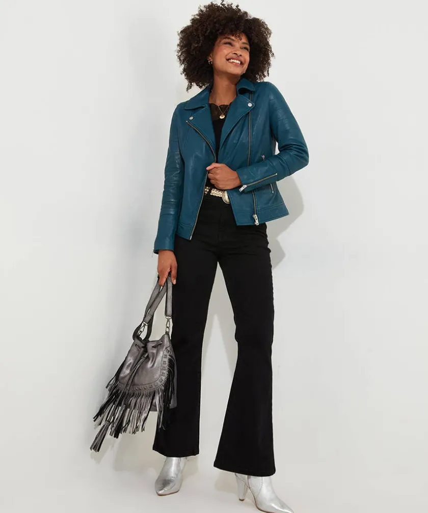 Joe Browns Classic Leather Biker Jacket-Women Leather Jackets|Coats & Jackets