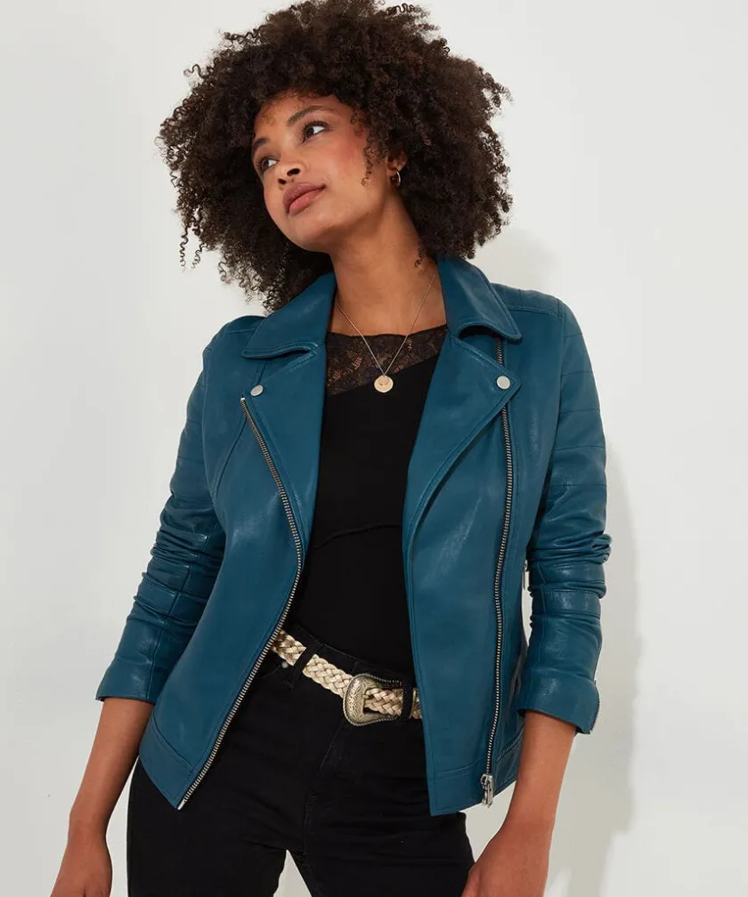 Joe Browns Classic Leather Biker Jacket-Women Leather Jackets|Coats & Jackets