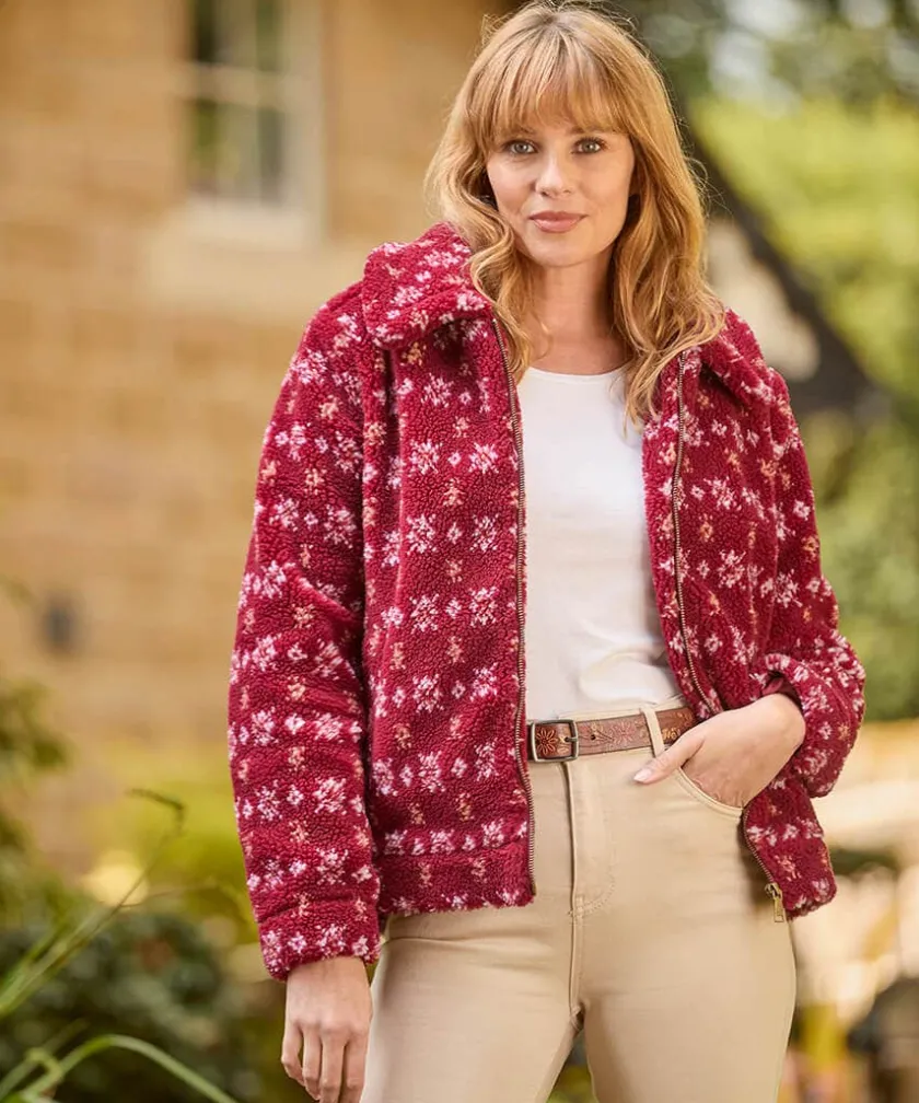 Joe Browns Cosy Cabin Patterned Fleece Jacket-Women Coats & Jackets