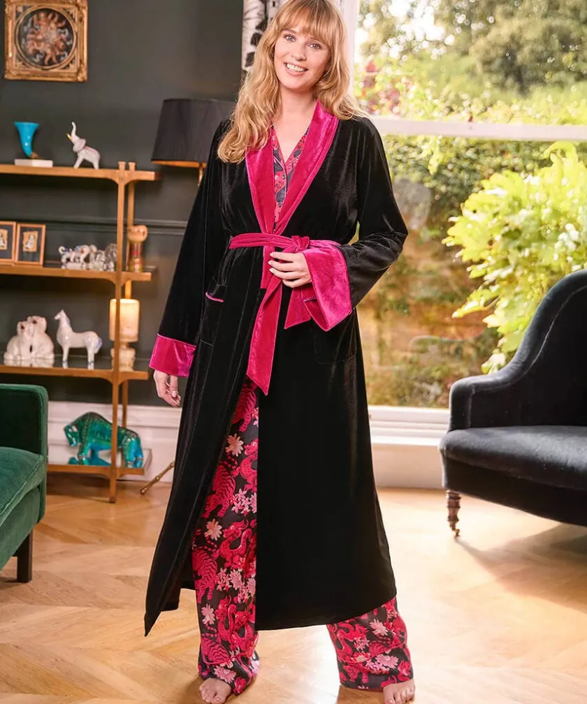 Joe Browns Daring Dragon Embroidered Velour Dressing Gown-Women Women's Clothing|Loungewear & Pyjamas