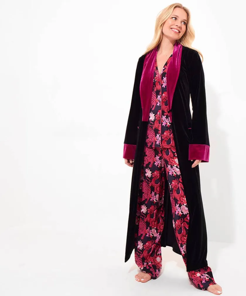 Joe Browns Daring Dragon Embroidered Velour Dressing Gown-Women Women's Clothing|Loungewear & Pyjamas