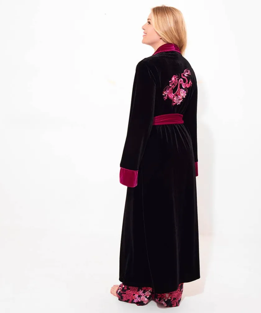 Joe Browns Daring Dragon Embroidered Velour Dressing Gown-Women Women's Clothing|Loungewear & Pyjamas