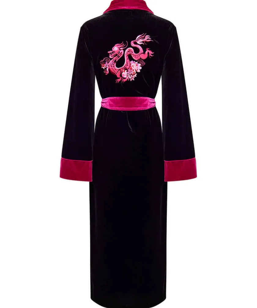 Joe Browns Daring Dragon Embroidered Velour Dressing Gown-Women Women's Clothing|Loungewear & Pyjamas
