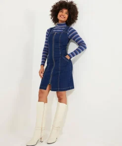 Joe Browns Dawn Denim Zip Through Pinafore-Women Denim Styles|Dresses