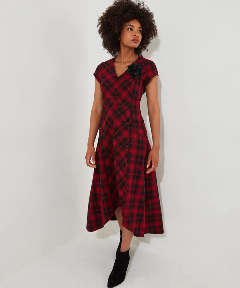Joe Browns Dixie Check Dress With Corsage-Women Petite Collection|Dresses