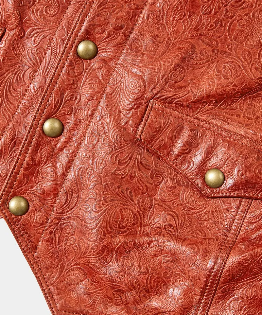 Joe Browns Embossed Leather Waistcoat- Waistcoats|Leather Jackets