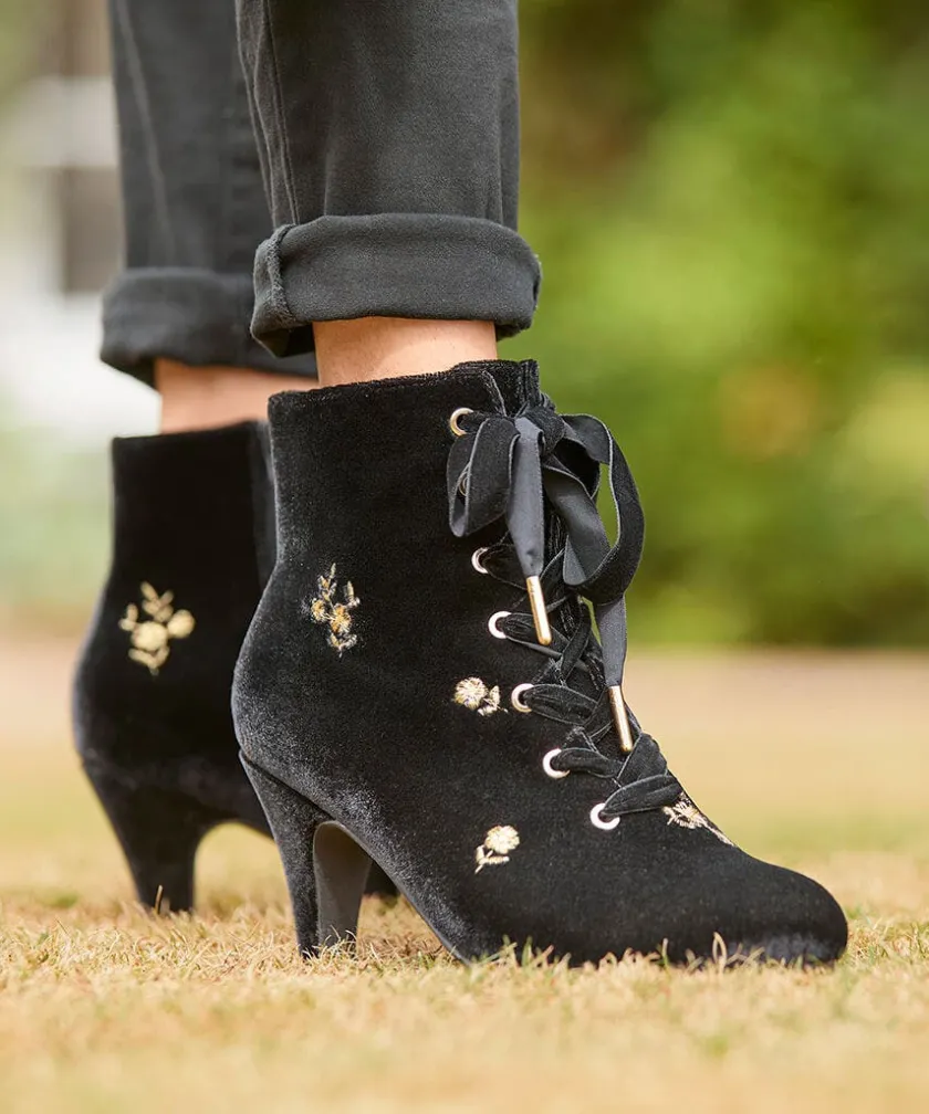 Joe Browns Evening Rose Velvet Boots-Women Matching Shoes & Bags|Ankle Boots