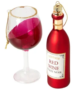 Joe Browns Feeling Merry Wine Bottle And Glass Christmas Ornaments- Christmas Homeware|Novelty Gifts
