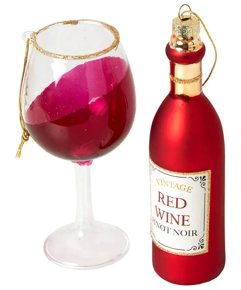 Joe Browns Feeling Merry Wine Bottle And Glass Christmas Ornaments- Christmas Homeware|Novelty Gifts