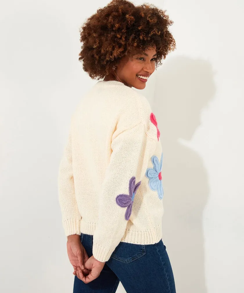 Joe Browns Freya Floral Applique Cardigan-Women Gifts|Knitwear & Cardigans