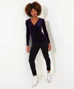 Joe Browns Glamorous Velour Wrap Top-Women Tops, Tunics & Blouses