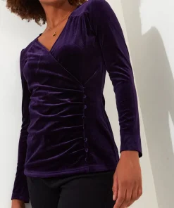 Joe Browns Glamorous Velour Wrap Top-Women Tops, Tunics & Blouses