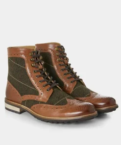 Joe Browns Harlington Tweed And Leather Boots- Boots|Shoes, Boots & Trainers