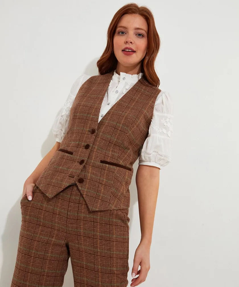 Joe Browns Heritage Check Waistcoat-Women Waistcoats|Coats & Jackets