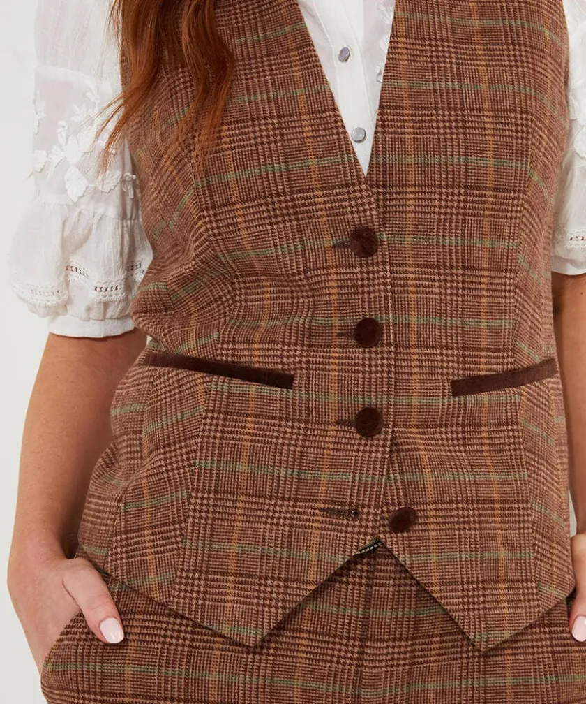 Joe Browns Heritage Check Waistcoat-Women Waistcoats|Coats & Jackets