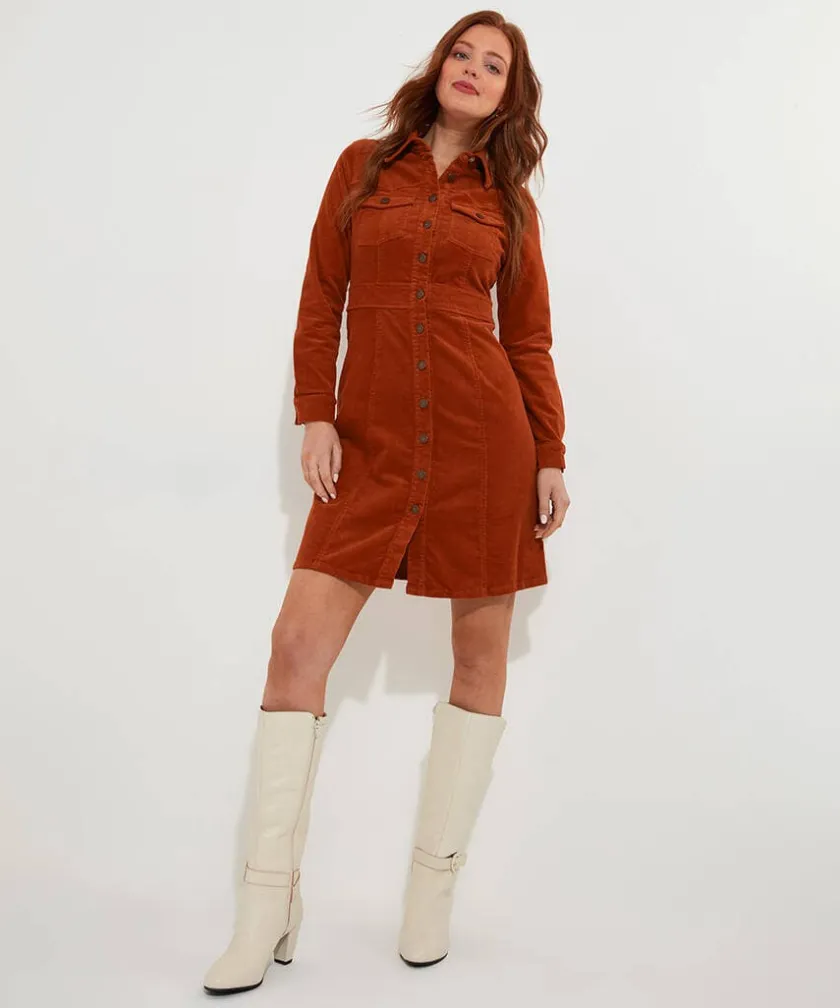 Joe Browns Josie Cord Button Through Dress-Women Dresses