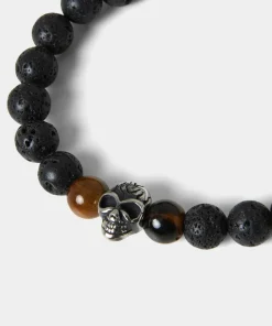 Joe Browns Lava And Tigers Eye Skull Bracelet- Accessories & Jewellery|Gifts
