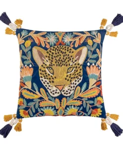 Joe Browns Lavish Leopard Embroidered Cushion- Animal Décor|Cushions & Throws