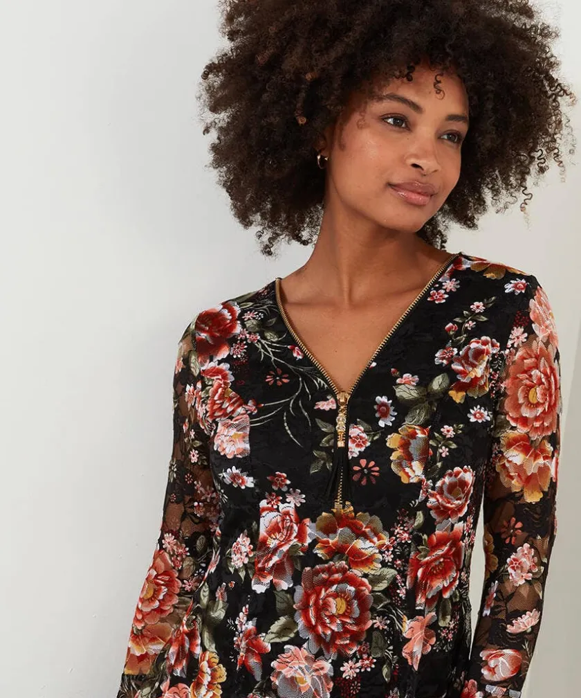 Joe Browns Macy Lace Zip Top-Women Tops, Tunics & Blouses