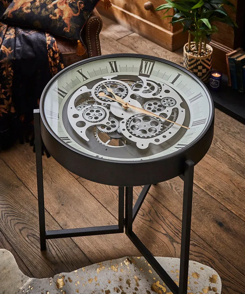 Joe Browns Magnificent Moving Gears Clock Side Table- Furniture & Storage