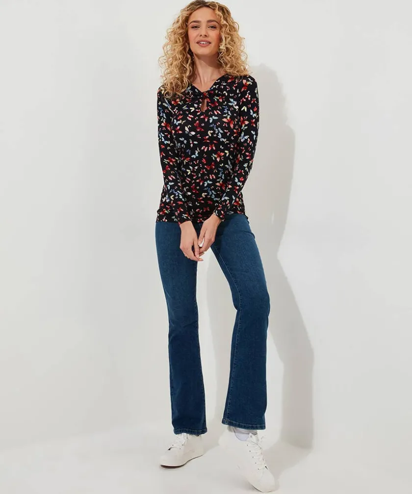 Joe Browns Make A Statement Keyhole Jersey Print Top-Women Tops, Tunics & Blouses