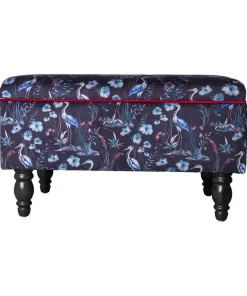 Joe Browns Nouveau Herons Velvet Storage Footstool- Furniture & Storage|Floral Décor