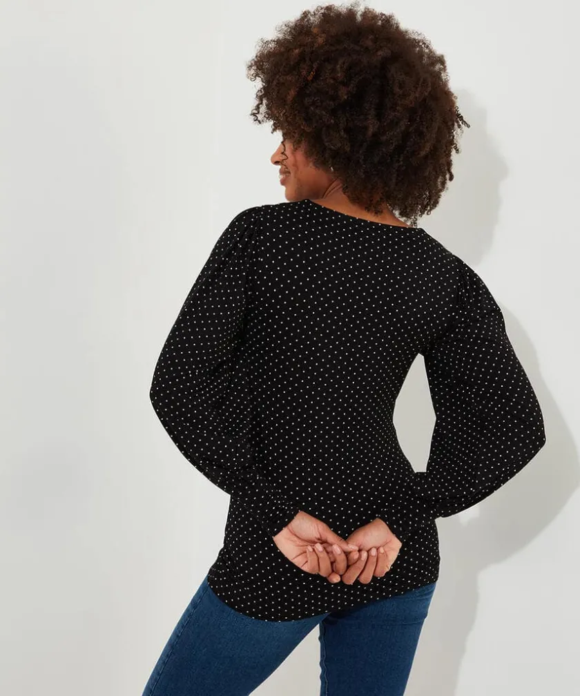 Joe Browns Perfectly Polka Dot Jersey Top-Women Tops, Tunics & Blouses
