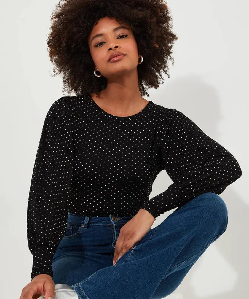 Joe Browns Perfectly Polka Dot Jersey Top-Women Tops, Tunics & Blouses