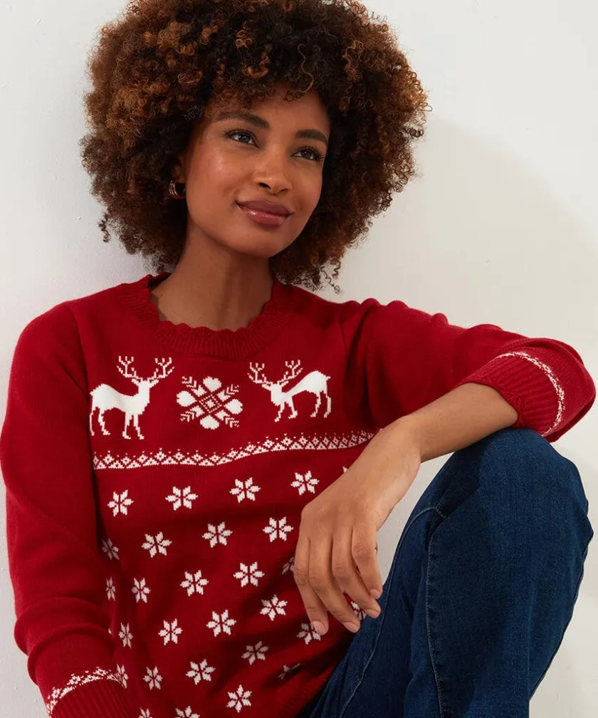 Joe Browns Retro Reindeer Jumper-Women Women's Clothing|Novelty Gifts