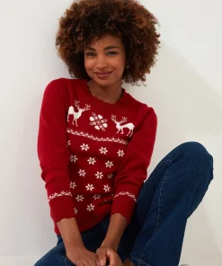 Joe Browns Retro Reindeer Jumper-Women Women's Clothing|Novelty Gifts