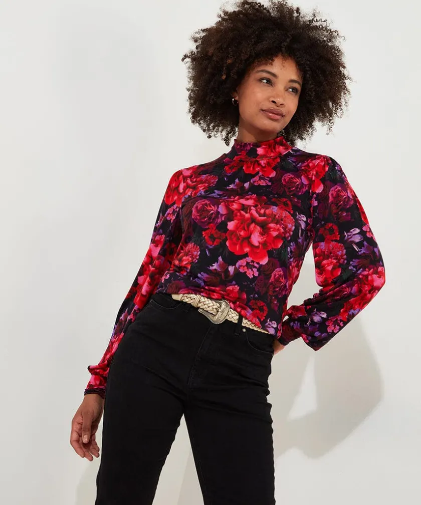 Joe Browns Romantic Florals Jersey Print Top-Women Tops, Tunics & Blouses
