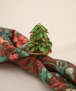 Joe Browns Set Of 4 Christmas Tree Beaded Napkin Rings- Kitchenware & Dining|Christmas Homeware