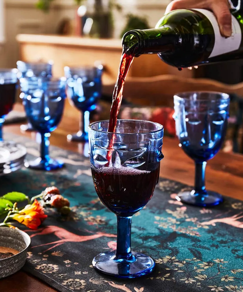 Joe Browns Set Of 6 Deco Face Wine Glasses- Kitchenware & Dining