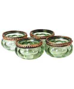 Joe Browns Set Of 4 Lambent Leaf Glass Tealight Holders- Home Accessories|Candles & Candle Holders