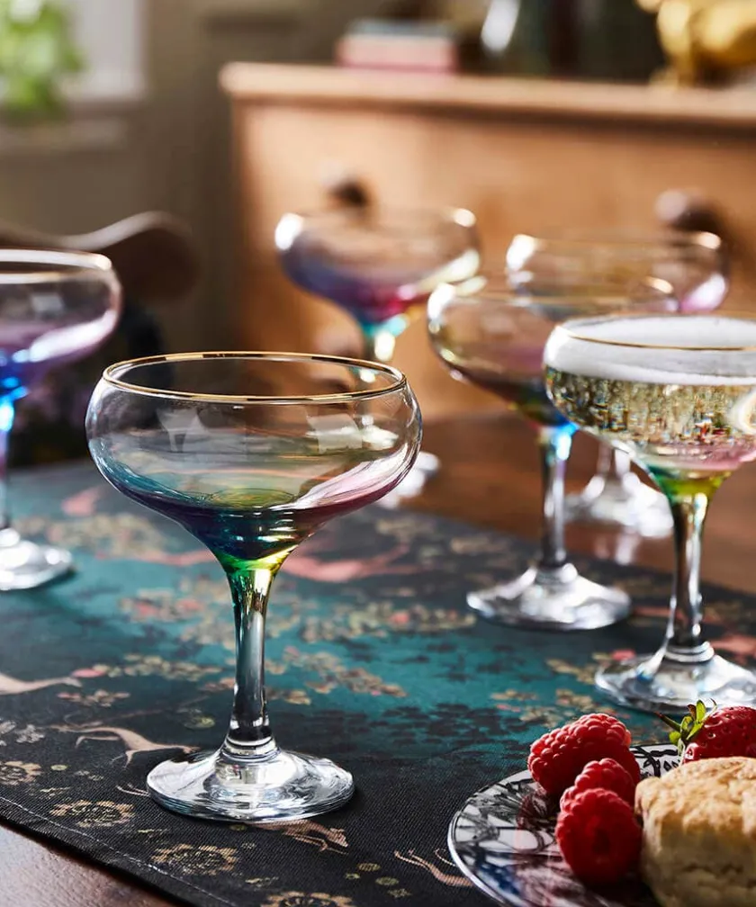 Joe Browns Set Of 6 Suave Rainbow Champagne Coupes- Kitchenware & Dining