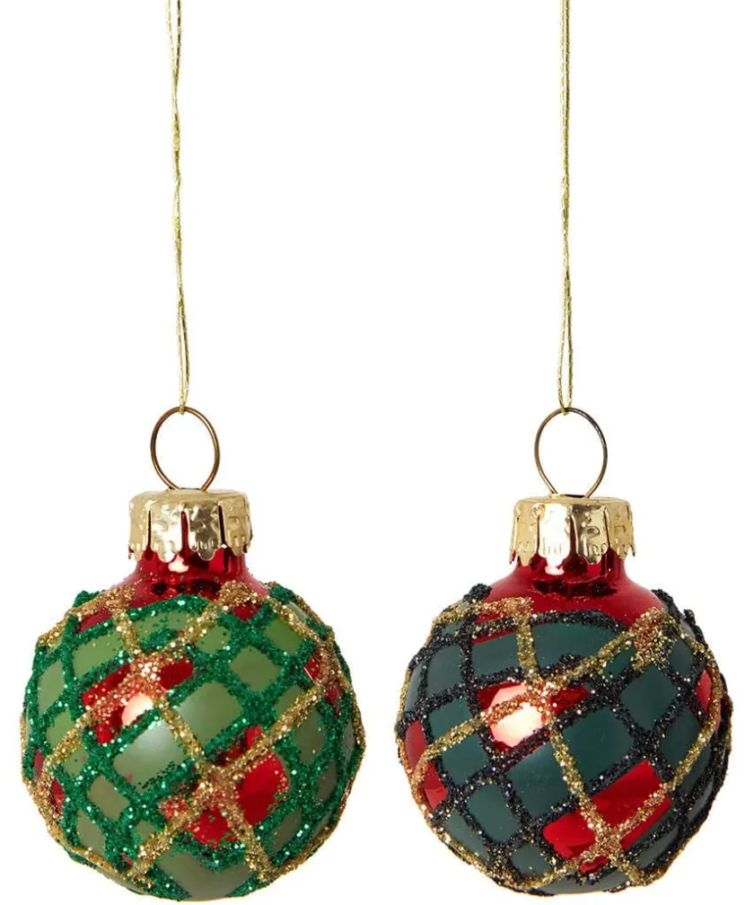 Joe Browns Set Of 12 Traditional Tartan Baubles- Home Accessories|Christmas Homeware