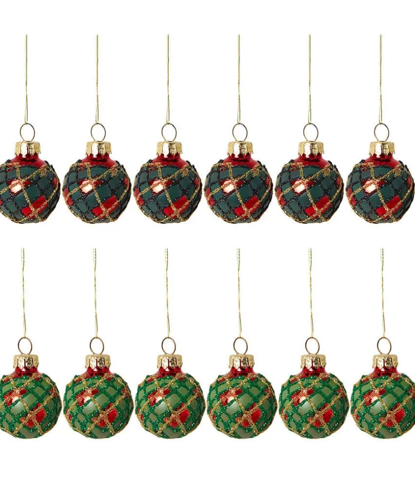 Joe Browns Set Of 12 Traditional Tartan Baubles- Home Accessories|Christmas Homeware