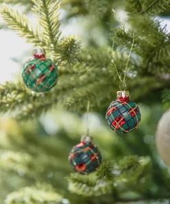 Joe Browns Set Of 12 Traditional Tartan Baubles- Home Accessories|Christmas Homeware